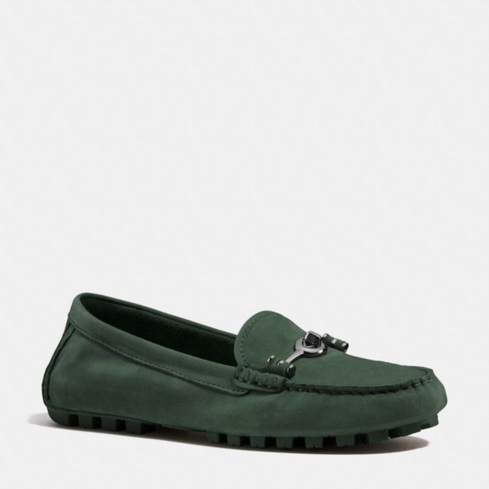 Coach Arlene mocassins in rare racing green color